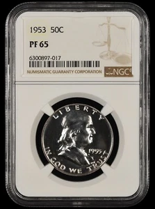 1953 Franklin Half Dollar NGC PF65 - Picture 1 of 2