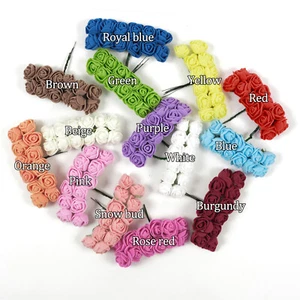 12PCS 14Color Foam Rose W'/Wire For DIY Crafts Bouquet Home Wedding Party Decor - Picture 1 of 32