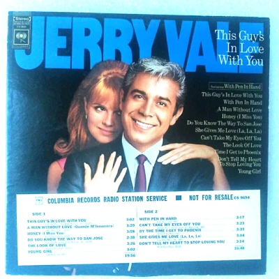 Jerry Vale This Guy's in Love with You Vtg Vinyl LP Album Radio Station Record - Image 1 of 4