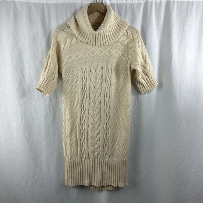 Vestido Suéter Banana Republic Crema Tejido por Cable Lana Merino Chal Cuello Para Mujer M Foto 1 de 4