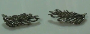 Vintage Coro Ohrclips silberfarben Blatt - Bild 1 von 2