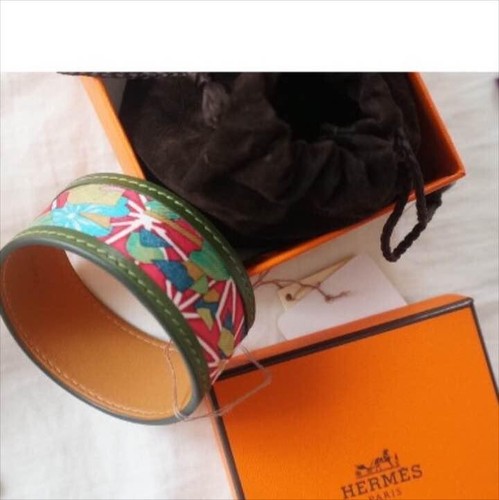 HERMÈS Bracciale HERMES Petit H cenere pelle verde seta 7 68 pollici con scatola originale