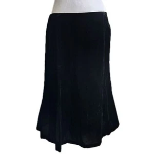 Victor Costa Black Velvet Flare Midi Skirt Women's 12 Vintage Witchy Whimsigoth - Picture 1 of 8