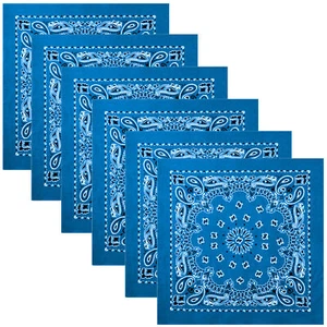 Royal Blue Trainmen Paisley Bandana 6-Pack Extra Large Head & Face Wrap 27"x27" - Picture 1 of 3