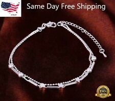 Elegant Anklet Ankle Bracelet Lab-Created Silver Plated Women's Star Chain Bead
