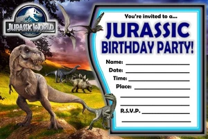 Jurassic World Einladungen Geburtstag Party Einladungen - A5 - KOSTENLOSE LIEFERUNG AM NÄCHSTEN TAG - Bild 1 von 1