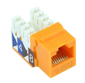 Keystone Jack Insert/Punch-down - Cat 6 RJ45 Networking  Orange - Picture 1 of 2