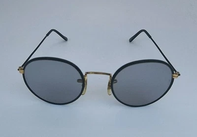 Винтажный B & L Ray-Band кожи обернутый круглый авиатор с черными линзами - объектив G15 - Изображение 1 из 4