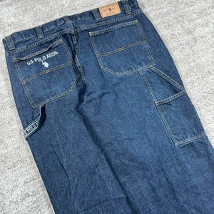 Baggy Wide Leg Y2K 2000’s Loose Fit U.S. POLO ASSN Carpenter Cargo Denim Jeans - Picture 1 of 7