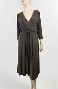 LAUREN Ralph Lauren Womens Size 10 Olive Surplice Wrap Dress NEW - Picture 1 of 7