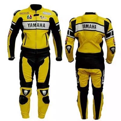 Yamaha Motorbike Racing Genuine Leather Suit Motorcycle CE Armor Biker suit - Image 1 of 4