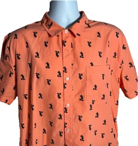 Mickey Mouse Walt Disney Peach Button Down Short Herren XL All Over Print - Bild 1 von 6