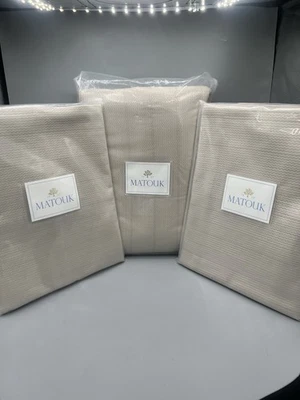 Matouk Full/Queen Matelasse Coverlet + 2 Euro Shams Augusta Dune 100% Cotton NEW - Image 1 of 4