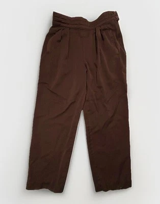 Pantalones de lana Escada para mujer 38/8 28X26 marrón tiro alto pierna recta botón lateral usados en excelente estado Foto 1 de 4