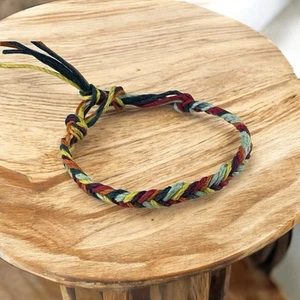 Rainbow Braided Hemp Bracelet Surfer Beach Fits 5 Inch Wrist - Picture 1 of 2