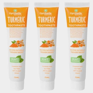 Kurkuma Zahnpasta Vegan ohne Fluorid 3x75ml Tube natürliche Antiplaque Zahncreme - Bild 1 von 1