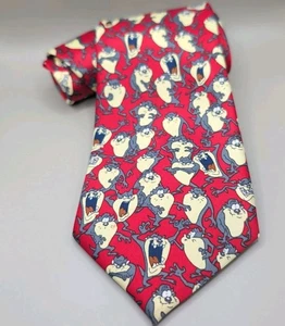 Corbata Diablo Tasmania Corbata Novedad 100% Seda Taz Mercedes Alta Moda Hecha a Mano - Imagen 1 de 3