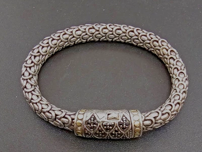 Brazalete John Hardy Oro 18K ~ Plata Esterlina Zafiro Negro Escala Naga 7" - 7.5" Foto 1 de 4