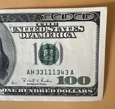 1996 Series $100 Banknote, Trineri S# AH 33111343 A, H8 District - Image 1 of 3