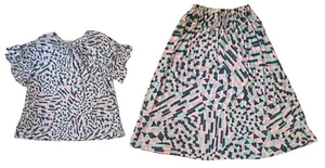 Conjunto Top Falda MINA PERHONEN 2 PIEZAS Lino Tejido "Collage Ligero" Estampado Talla 38/M - Imagen 1 de 11