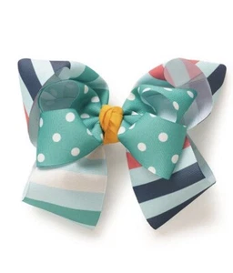Girls Matilda Jane Wonderment On A Walk Spots and Stripes Bow 4"H x 6"W - Picture 1 of 2
