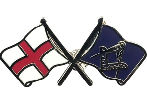England St George & Freimaurer Wappen Doppelflaggen Emaille Anstecknadel Abzeichen (K097) - Bild 1 von 4