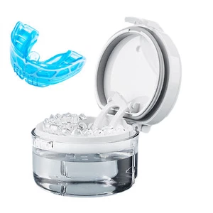 Retainer Cleaner Case Denture Bath Box Cup with Brush Storage Soak Container - Picture 1 of 12