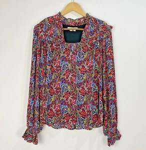 Boden Blouse Women Size 8 Multicoloured Floral V Neck Long Sleeve Oversized - Picture 1 of 10