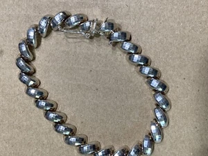 Vintage Sterlingsilber Milor signiert Armband 19 Gr 8 "L Brillantschliff Oberfläche - Bild 1 von 5