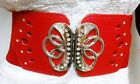 Elegant And Stylish High And Low Waist Elastic Red Belt W Metal Buckle Lock S M L