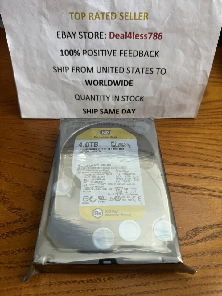 Western Digital RE WD4000FYYZ 4 TB,Internal,7200 RPM,3.5 inch Hard Drive