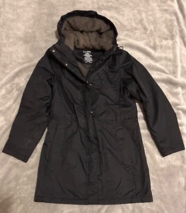 LL Bean Jacket Women Size Small Regular Black Hood Long EC 0418 - Picture 1 of 10