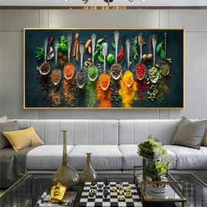 Herbs and Spices Cooking Canvas Art Posters And Prints Kitchen Canvas Paintings - Picture 1 of 9