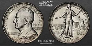 1936 50C LYNCHBURG SILVER HALF DOLLAR COMMEMORATIVE NGC MS66 #6931539-043 - Picture 1 of 7
