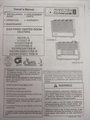 老式完美 Schwank 房间加热器说明 vc235TL 零件几个型号 — 第 1/4 张图片