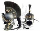 Christmas Medieval Corinthian Black Plume Roman Knight King Trojan Helmet Item