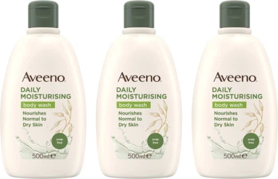 Aveeno Body Wash 500ml Pack of 3 for Normal to Dry Skin Soap Free Moisturising - Image 1 of 4