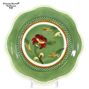 NUEVO Fitz and Floyd BELLACARA - VERDE 8.25" Plato de Ensalada Rojo Floral Vieira 38/425 - Imagen 1 de 11