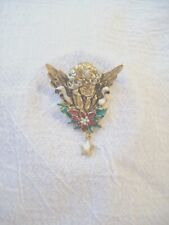 Vintage Christmas Pin Cherub Angel Goldtone Poinsettia Pearl Beads Star c1970s