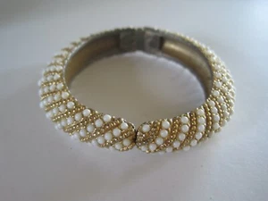 Miriam Haskell Bracelet White And Gold - Picture 1 of 7