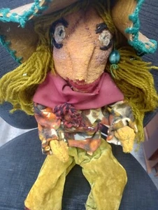 Primitive OOAK handmade scarecrow doll various textiles art doll - Picture 1 of 9