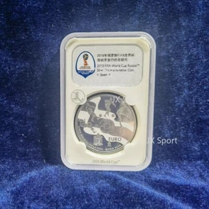 Spain 2017 Sochi 2018 Soccer World Cup Russia Kicking Ball Silver Coin 10 Euro 1 - Picture 1 of 2
