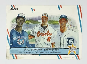 1988 Fleer AL Slugging Shortstops Original Watercolor Painting 1/1 Andy Friedman - Picture 1 of 4