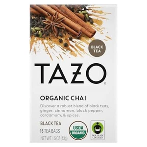 TAZO Organic Chai Black Tea Bags Caffeinated tea 16 Total Bags - Picture 1 of 4