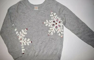 EUC GYMBOREE FAIR ISLE FLURRY GRAY SPARKLE SEQUIN SNOWFLAKE SWEATER SIZE S 5-6 - Picture 1 of 2
