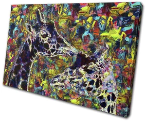 Jirafa Colorida Pintura Animales UN SOLO LIENZO ARTE DE PARED Impresión de Imagen - Imagen 1 de 1