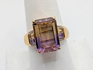 D' Joy Gold Plated Sterling Silver 925  Bi-color Ametrine Cocktail Ring Size 10 - Picture 1 of 11