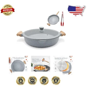 Multifunctional Blue Ceramic Frying Pan - 12.5 Inch Nonstick Cooking Essential - Picture 1 of 8