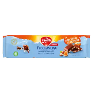 Jocolate de ordeño Freia Firkløver Appelsin Havsalt 200 g - nueces de avellana, naranja, sal - Imagen 1 de 1