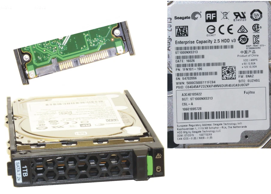 NEW Fujitsu 1TB 2.5" 7.2K 512E SATA 6G Hot-Plug Hard Drive HDD S26361-F3907-L100 - Image 1 of 1